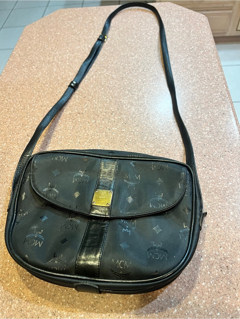 VINTAGE 🖤 MCM Patricia Collection Black on Black Monogram Messenger Bag